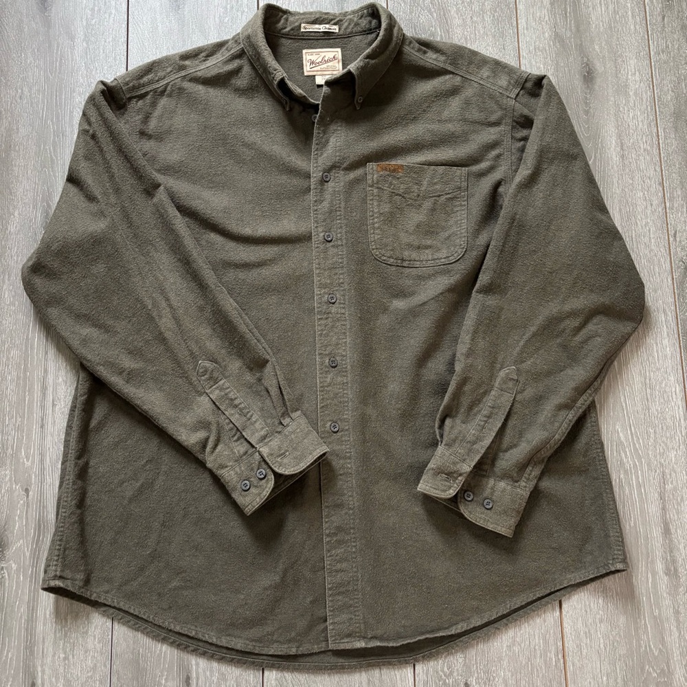 WOOLRICH Sportsman Chamois button down long sleeves shirt Green Mens sz 2XL